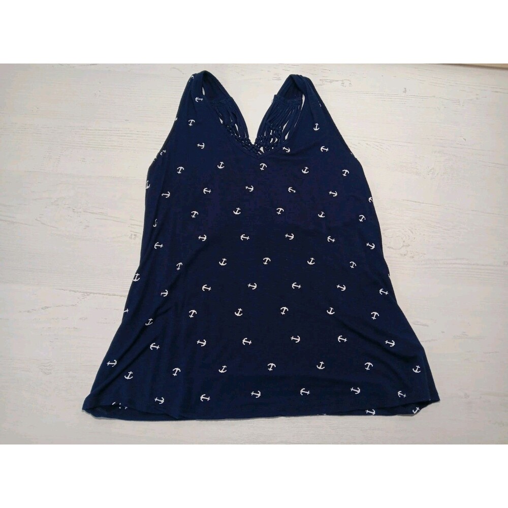 Maurices Anchor Print Knit Tank Top Sz Small Nautical Theme
